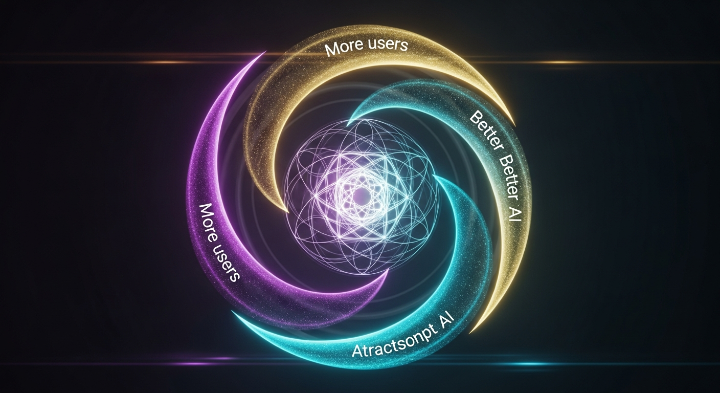 The virtuous flywheel cycle of users, compute, and AI
