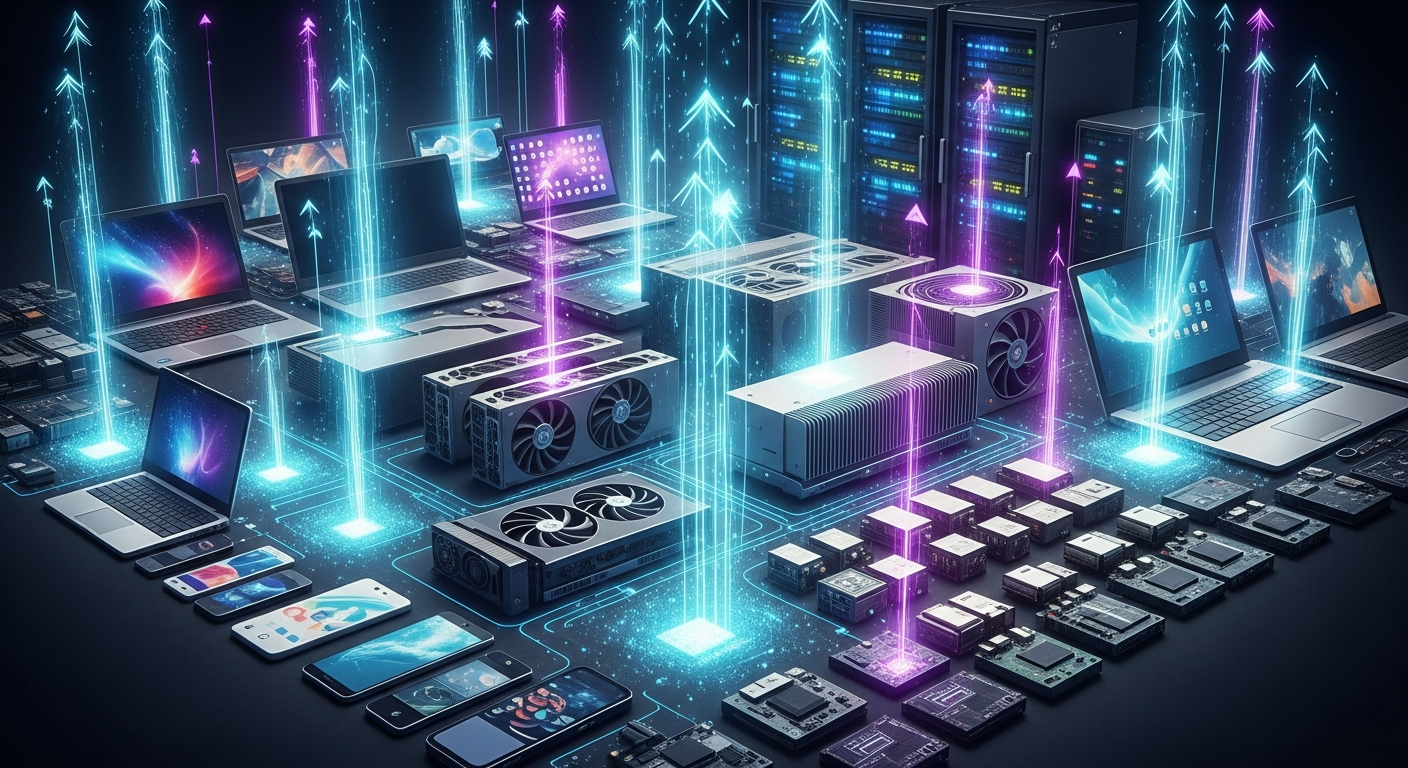 Diverse computing hardware connected in a mesh network