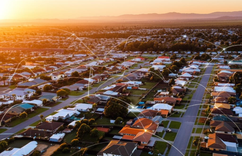 Connected community at golden hour