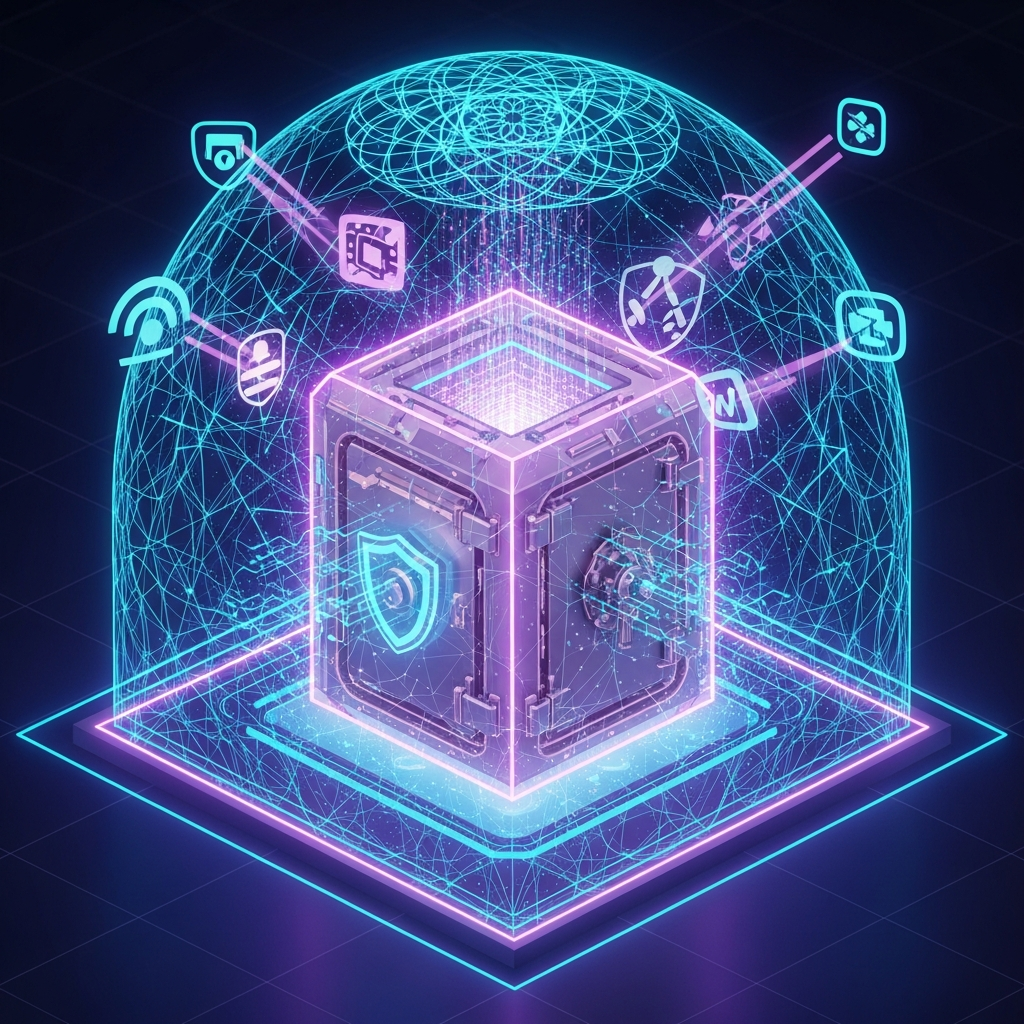 A data vault protected by sacred geometry shields